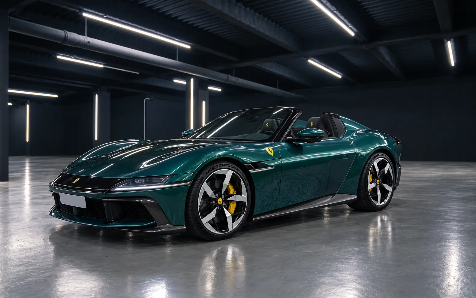 Noleggio Ferrari 12Cilindri Spider 2025 Verde Petrolio a Taormina | Rial Rent