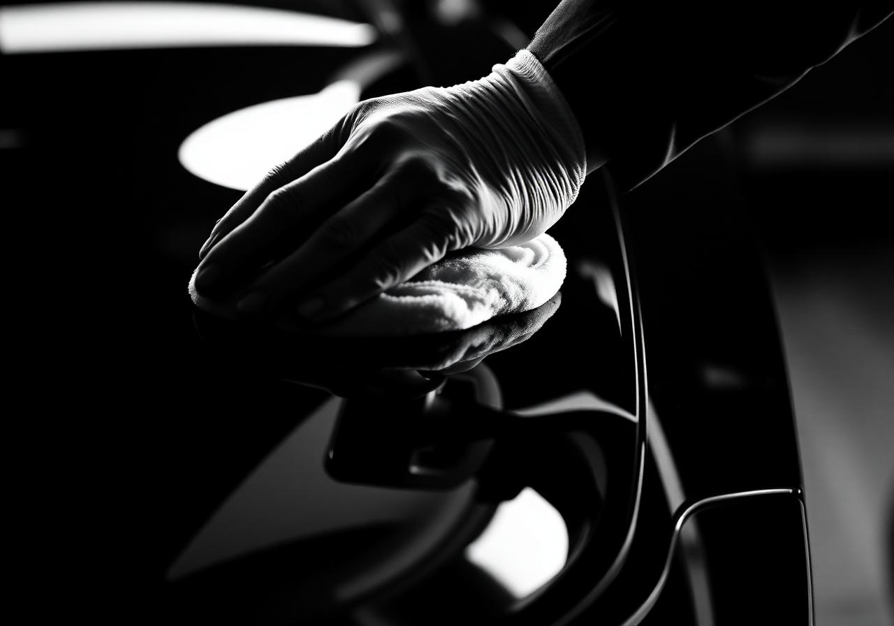 Hand-detailing a Rial Rent luxury car